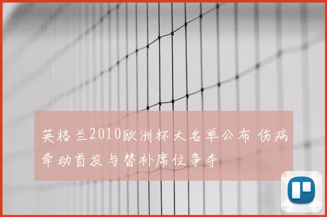 英格兰2010欧洲杯大名单公布 伤病牵动首发与替补席位争夺